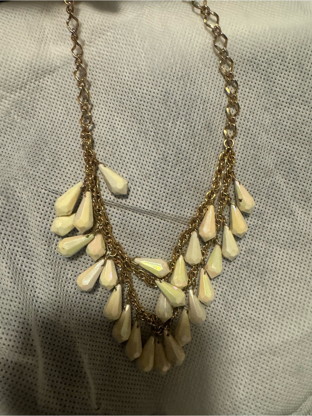 Kate Spade Necklace with Cream Iridescent Teardrop Pendants